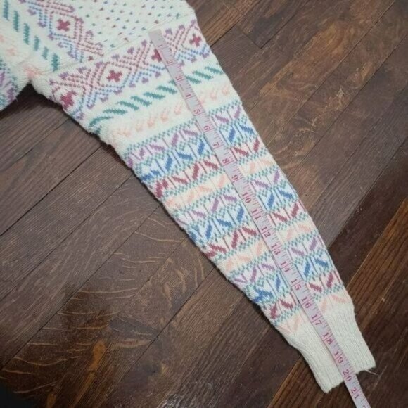 Vintage 80s Northern Isles Pastel Fair Isle Crewneck Sweater - Picture 10 of 14